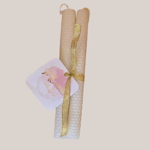 Honeycomb Beeswax Taper Candles - Thumbnail 4
