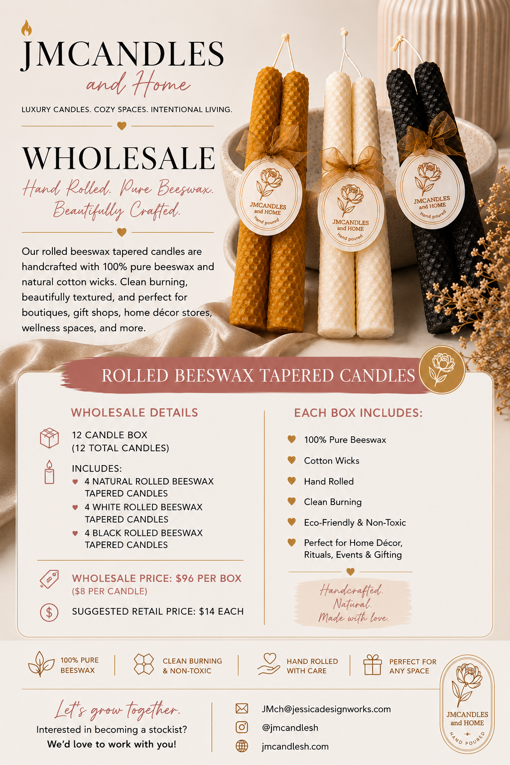 Wholesale with JMCandles and Home Rolled Beeswax